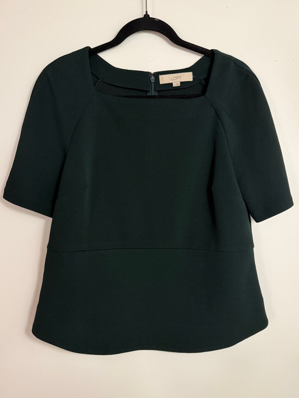 LOFT Dark Green Blouse with Square Neck